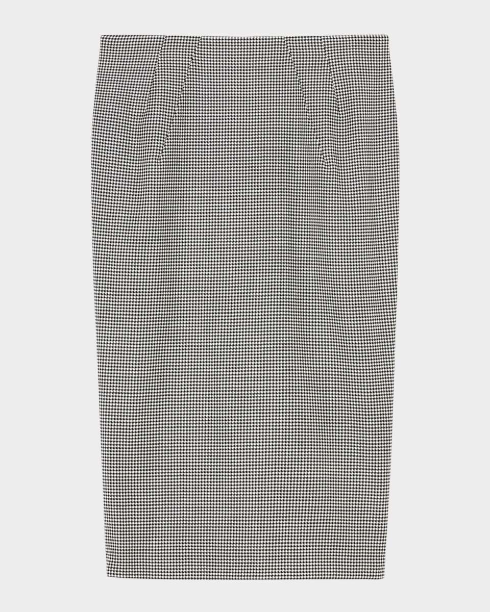 Plus Size Etiopia Houndstooth Wool Midi Skirt